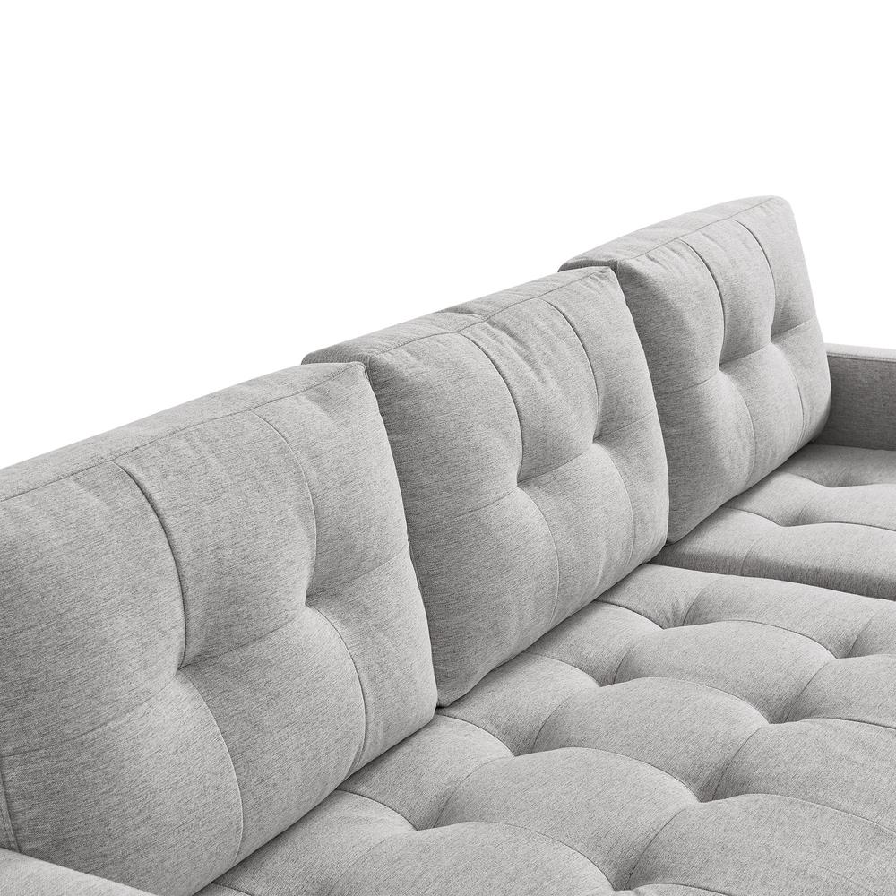 Two Piece Upholstered Tufted L Shaped Sectional with Ottoman in Light Grey