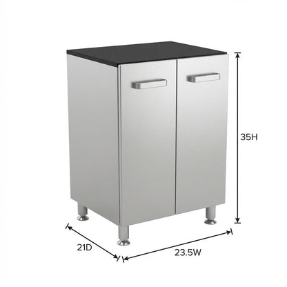 Vinyl Laminated Storage Cabinet With Black And Silver Finish