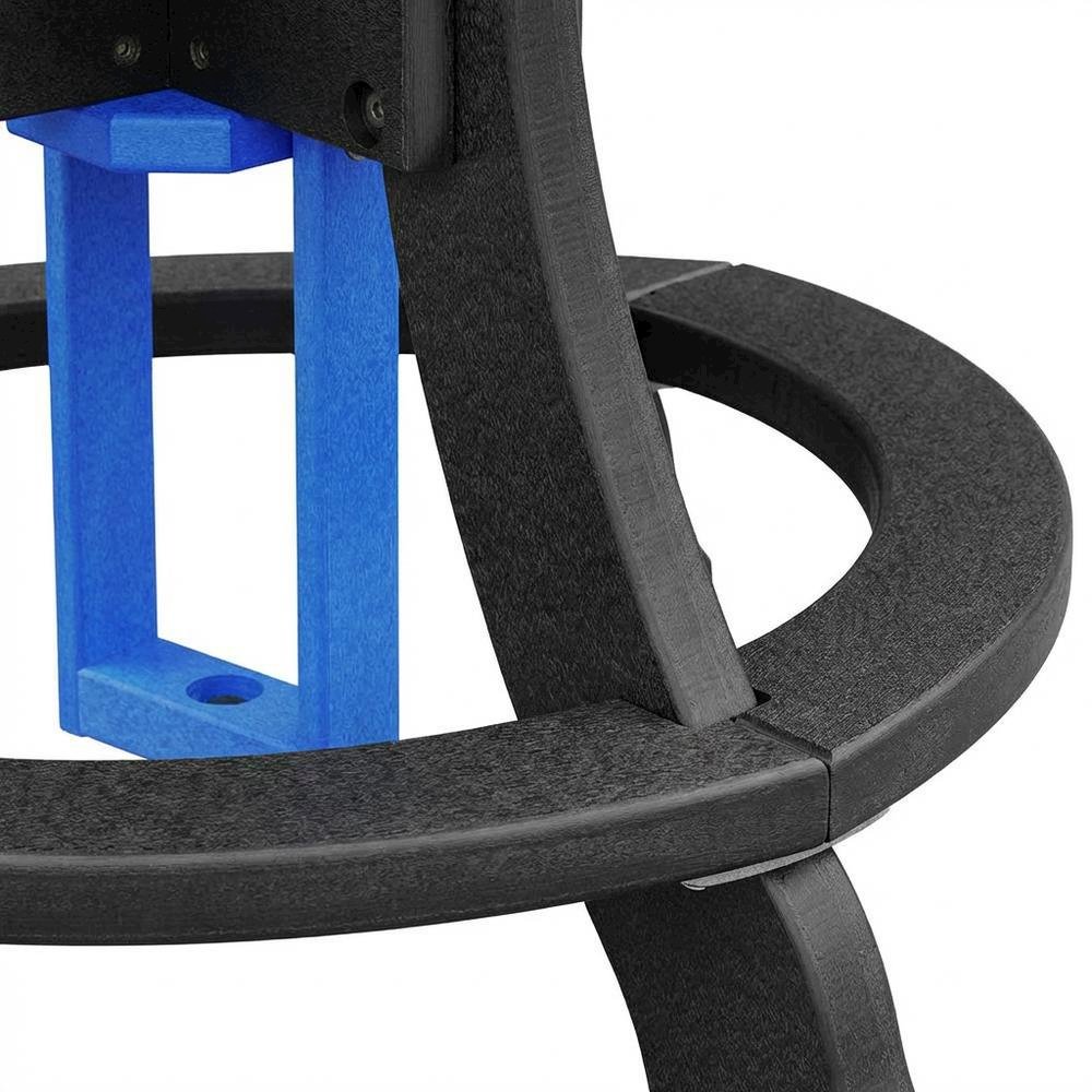 Blue Outdoor Square Dining Table, Black Base, Polyethylene Construction