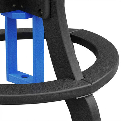 Blue Outdoor Square Dining Table, Black Base, Polyethylene Construction