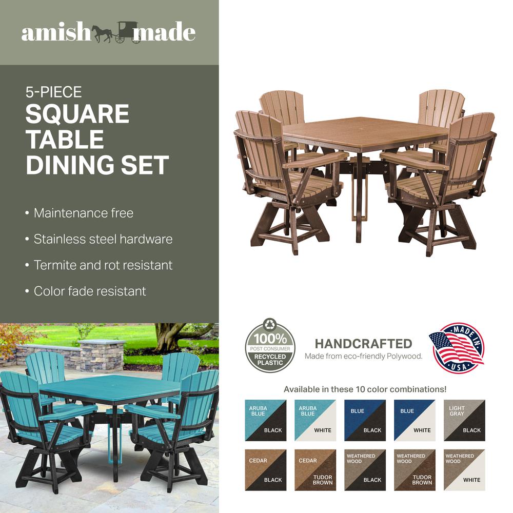 Five Piece Square Dining Height Dining Set in Light Grey with a Black Base