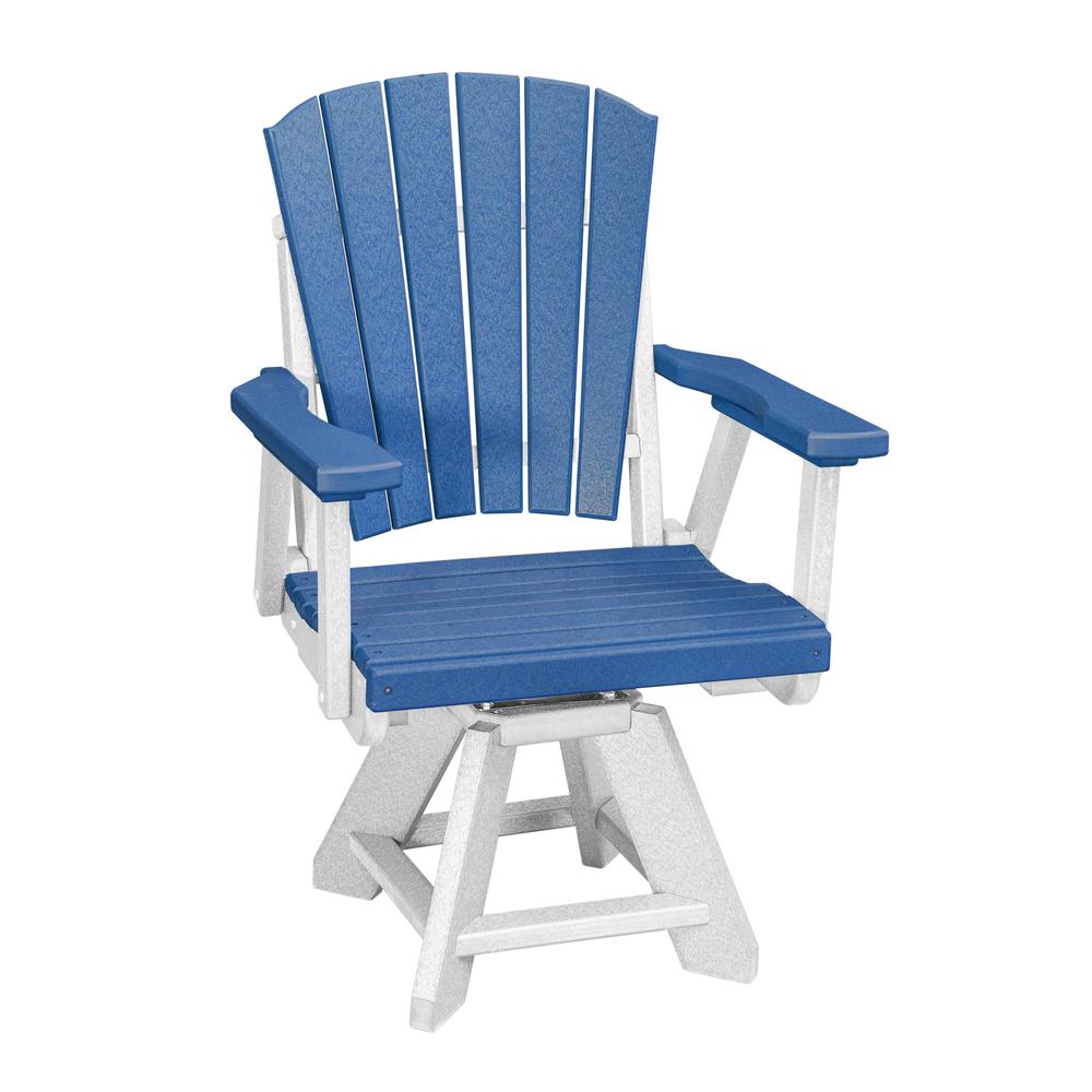 Dining Height Swivel Arm Chair in Blue on a White Base