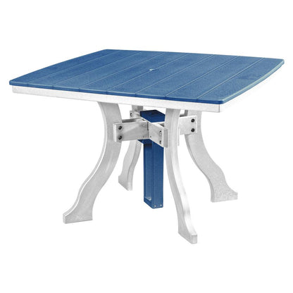 Dining Height Square Table in Blue with a White Base