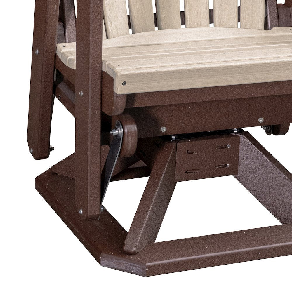 Fan Back Swivel Glider in Birchwood on a Tudor Brown Base