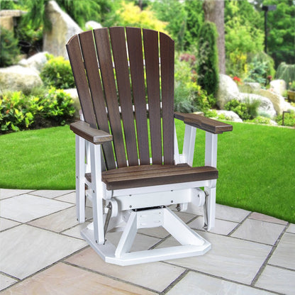 Fan Back Swivel Glider in Brazilian Walnut on a White Base