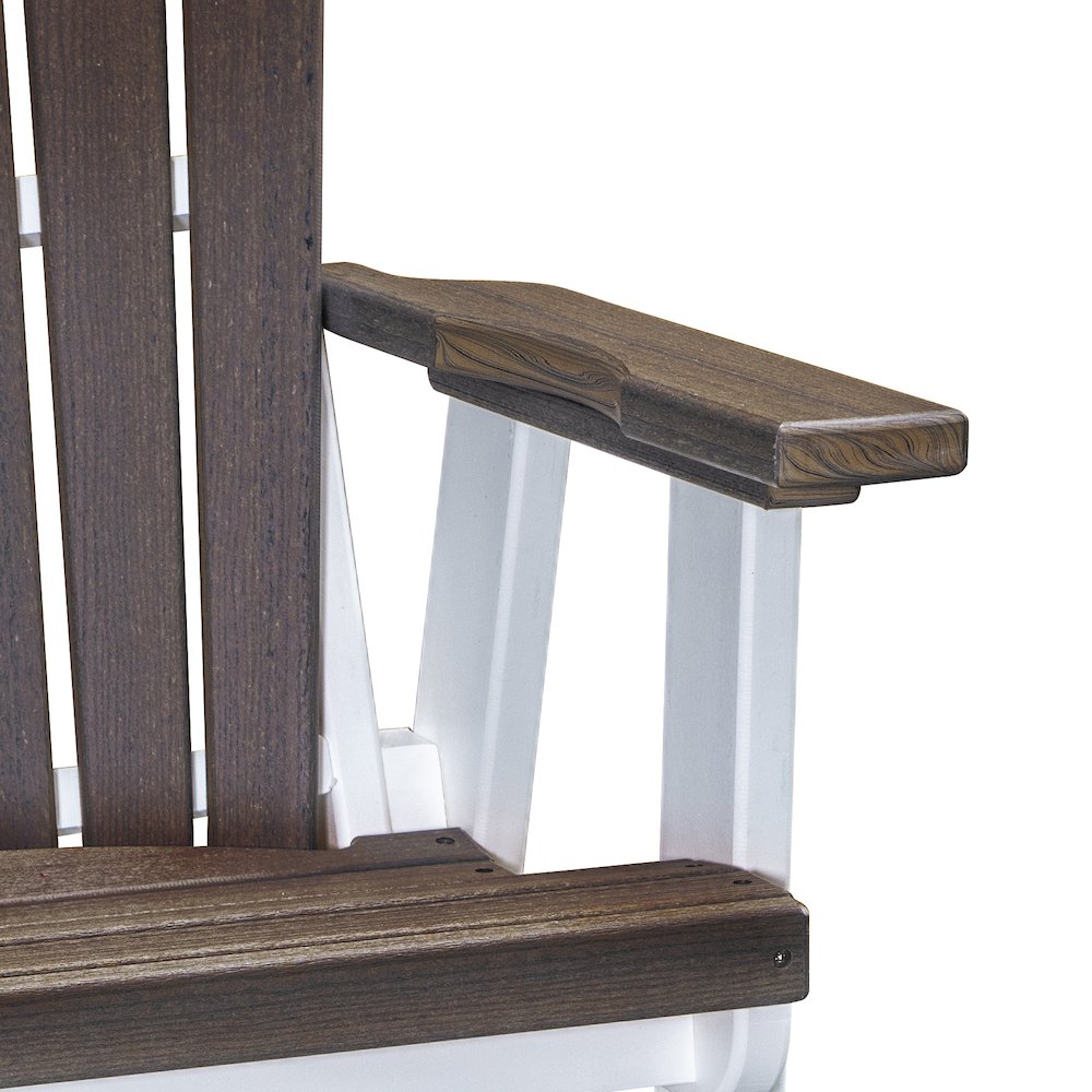 Fan Back Swivel Glider in Brazilian Walnut on a White Base