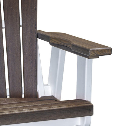 Fan Back Swivel Glider in Brazilian Walnut on a White Base