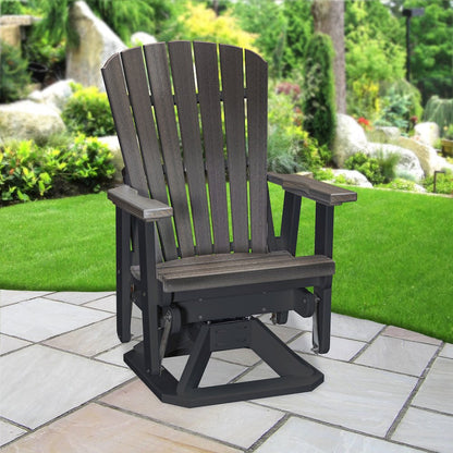 Fan Back Swivel Glider in Coastal Gray on a Black Base