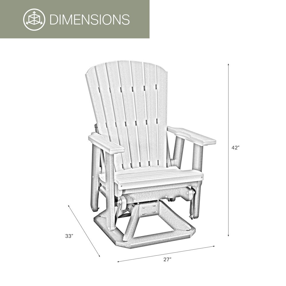Fan Back Swivel Glider in Coastal Gray on a Black Base
