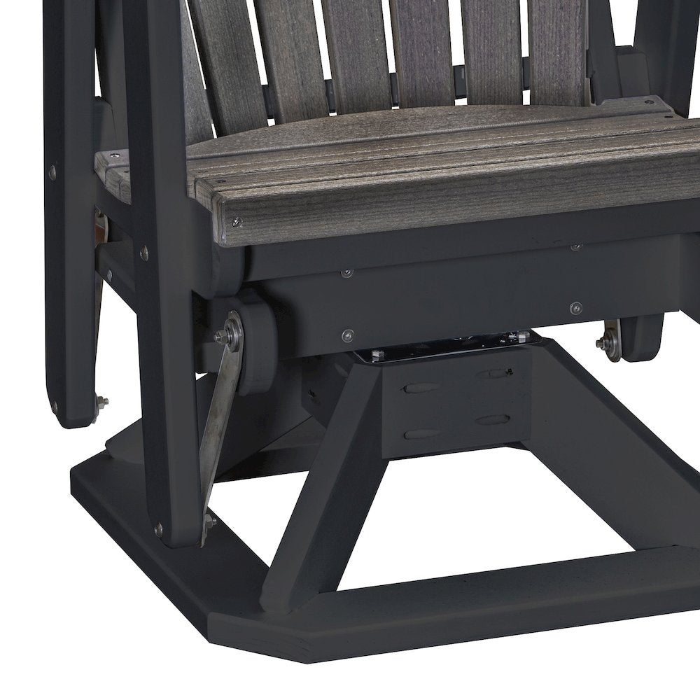 Fan Back Swivel Glider in Coastal Gray on a Black Base