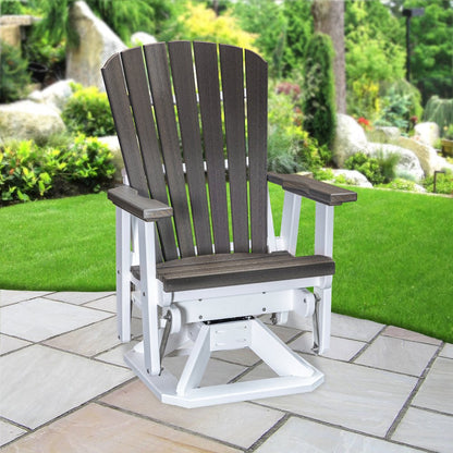 Fan Back Swivel Glider in Coastal Gray on a White Base