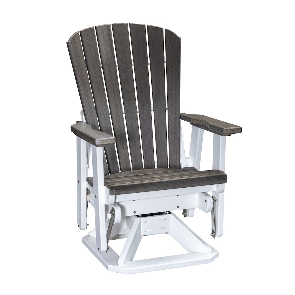 Fan Back Swivel Glider in Coastal Gray on a White Base