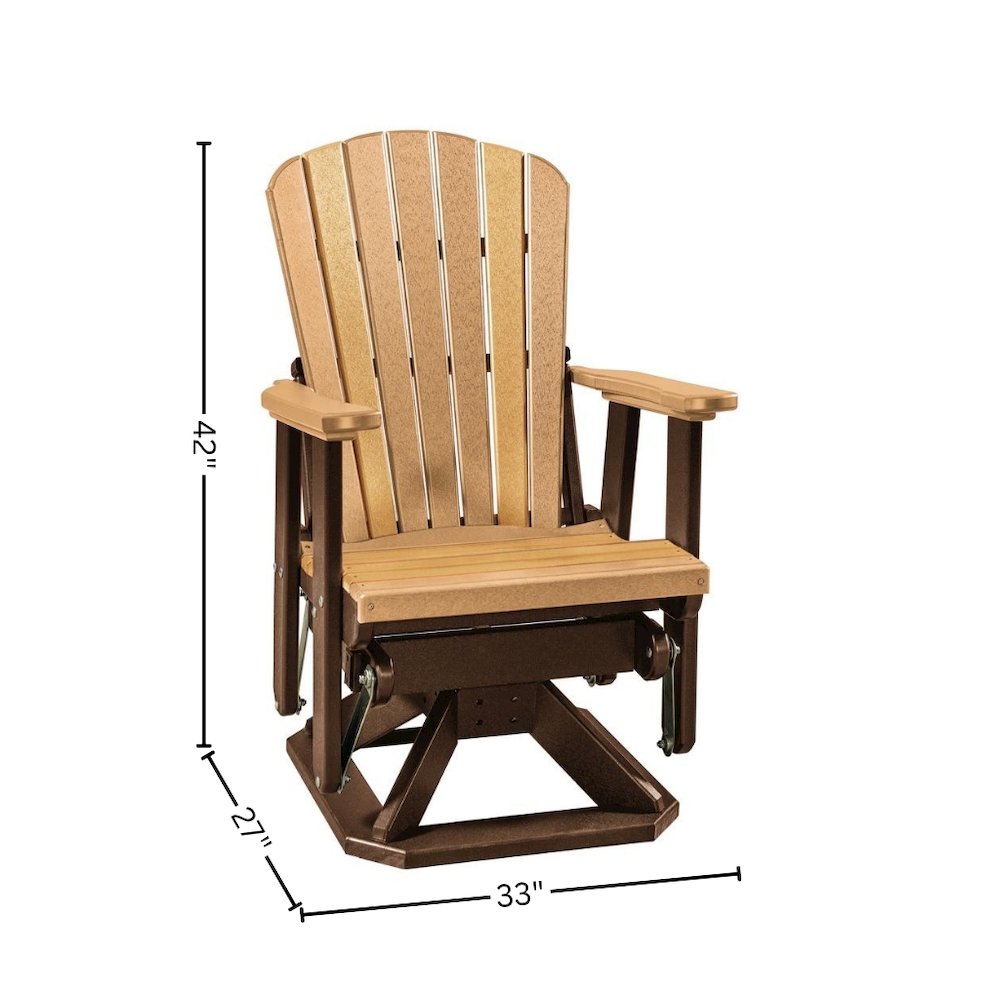 Fan Back Swivel Glider, Cedar Brown, Heavy Duty Polyethylene, Porch Seating