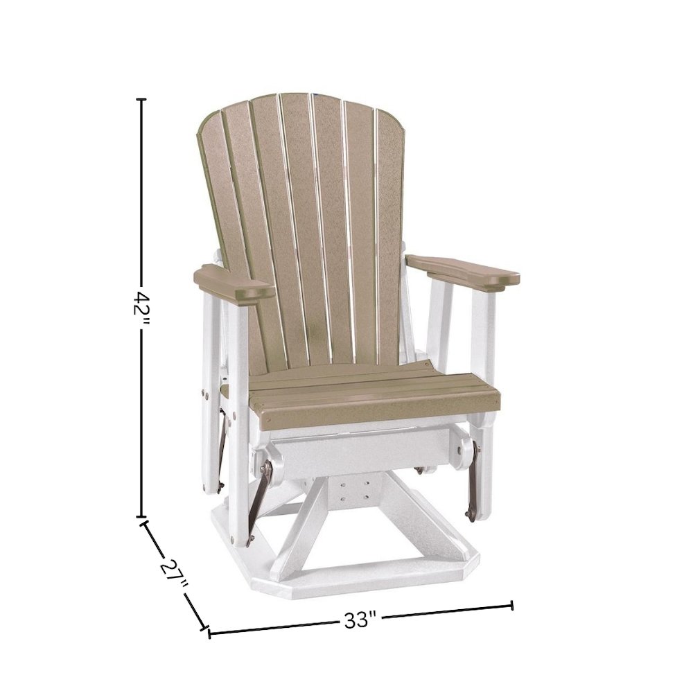 Fan Back Swivel Glider, Single Chair, All-Weather Polyethylene, Brown