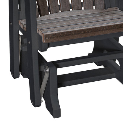 Fan Back Glider in Brazilian Walnut Woodgrain with a Black Base, Made in the USA