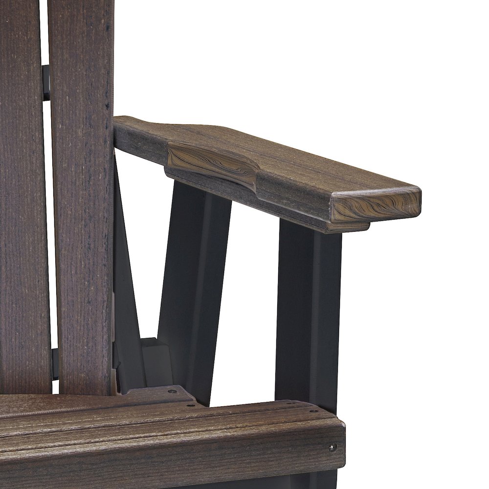 Fan Back Glider in Brazilian Walnut Woodgrain with a Black Base, Made in the USA