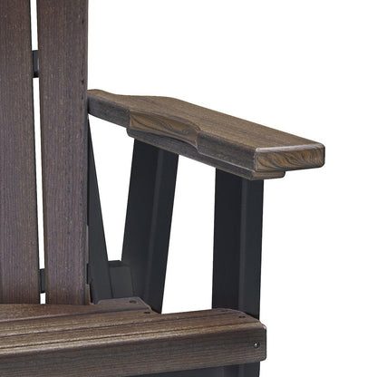Fan Back Glider in Brazilian Walnut Woodgrain with a Black Base, Made in the USA