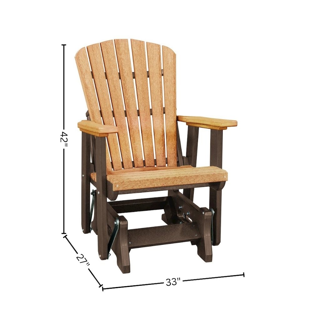 Fan Back Glider Rocking Chair, Cedar Brown, Heavy Duty Polyethylene, Porch