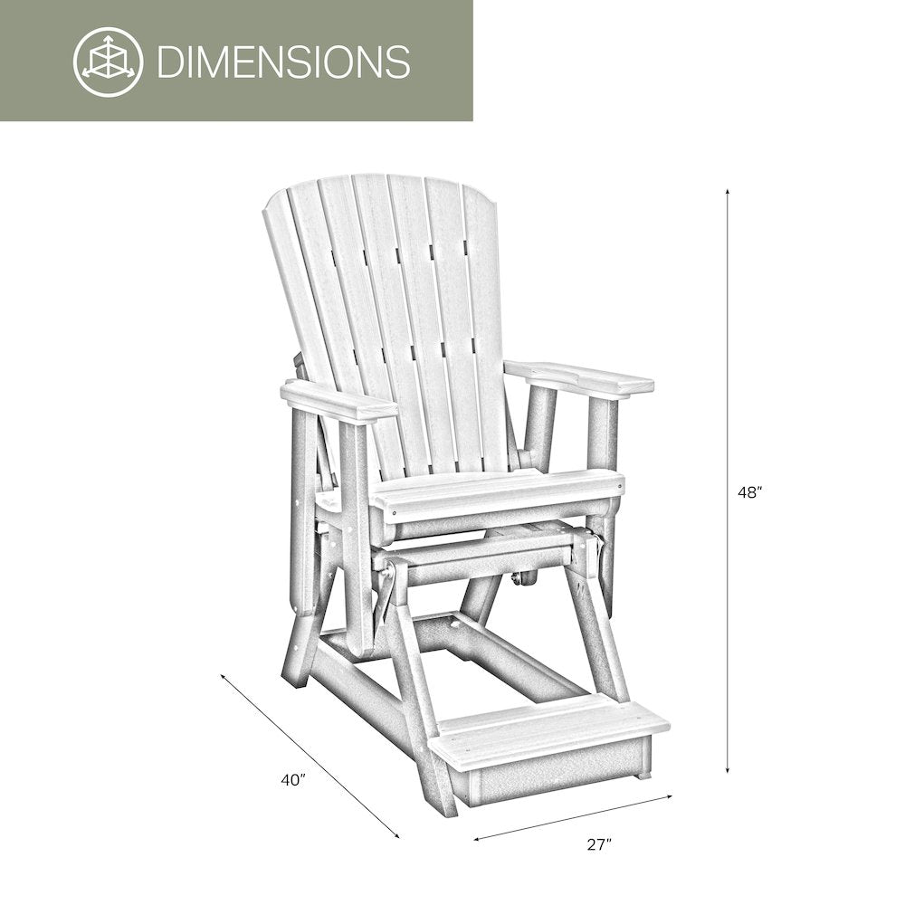Fan Back Balcony Glider in Coastal Gray on a Black Base