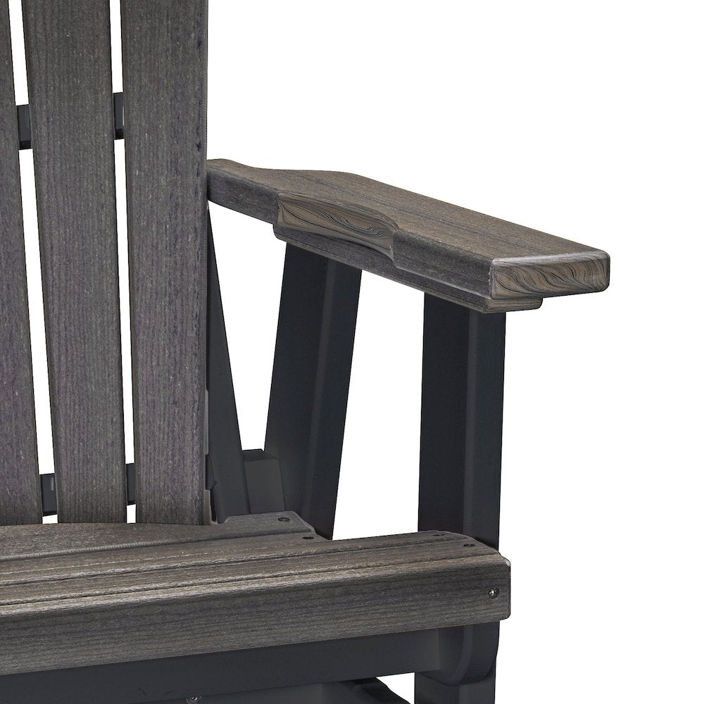 Fan Back Balcony Glider in Coastal Gray on a Black Base