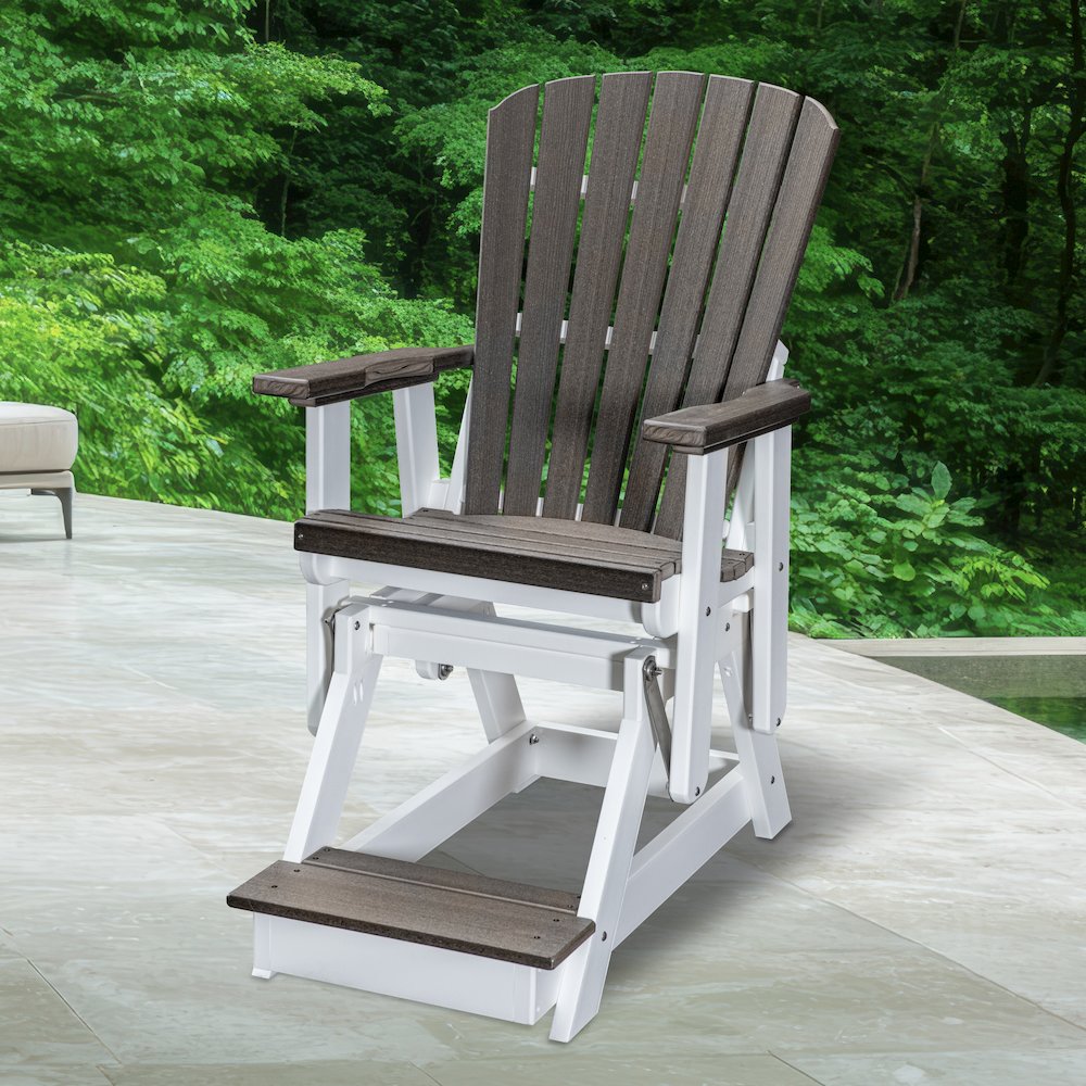 Fan Back Balcony Glider in Coastal Gray on a White Base