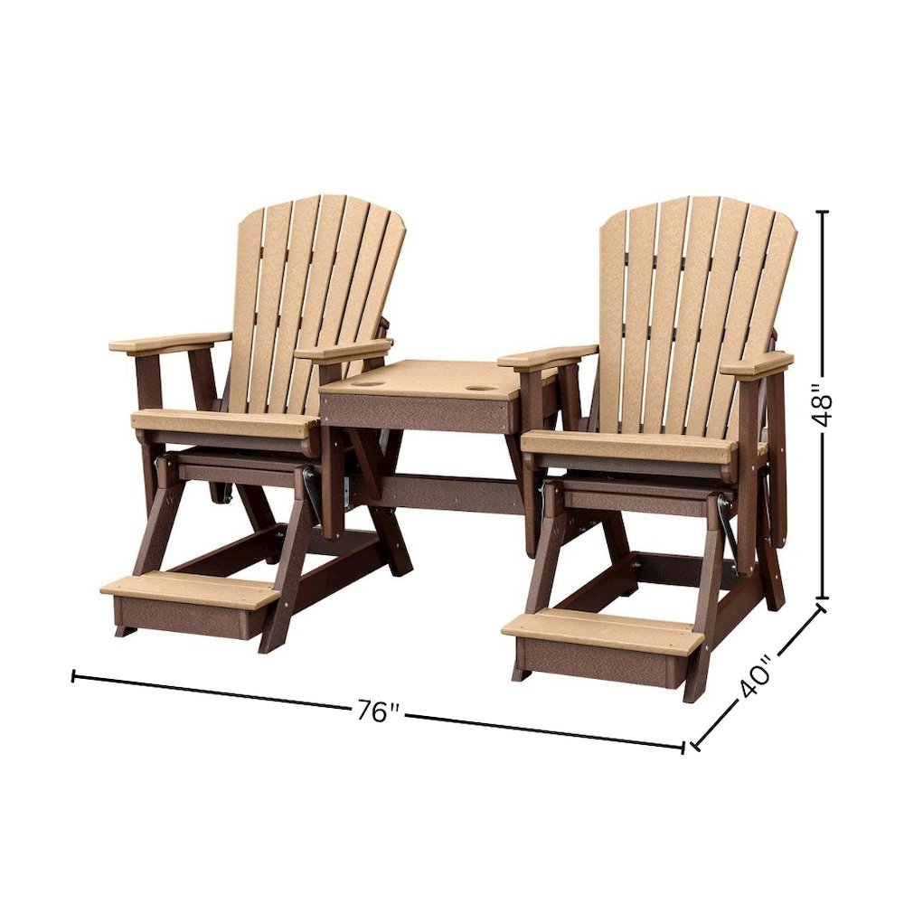 Double Balcony Height Glider, 2-Seater, Brown Center Table, Outdoor Seating