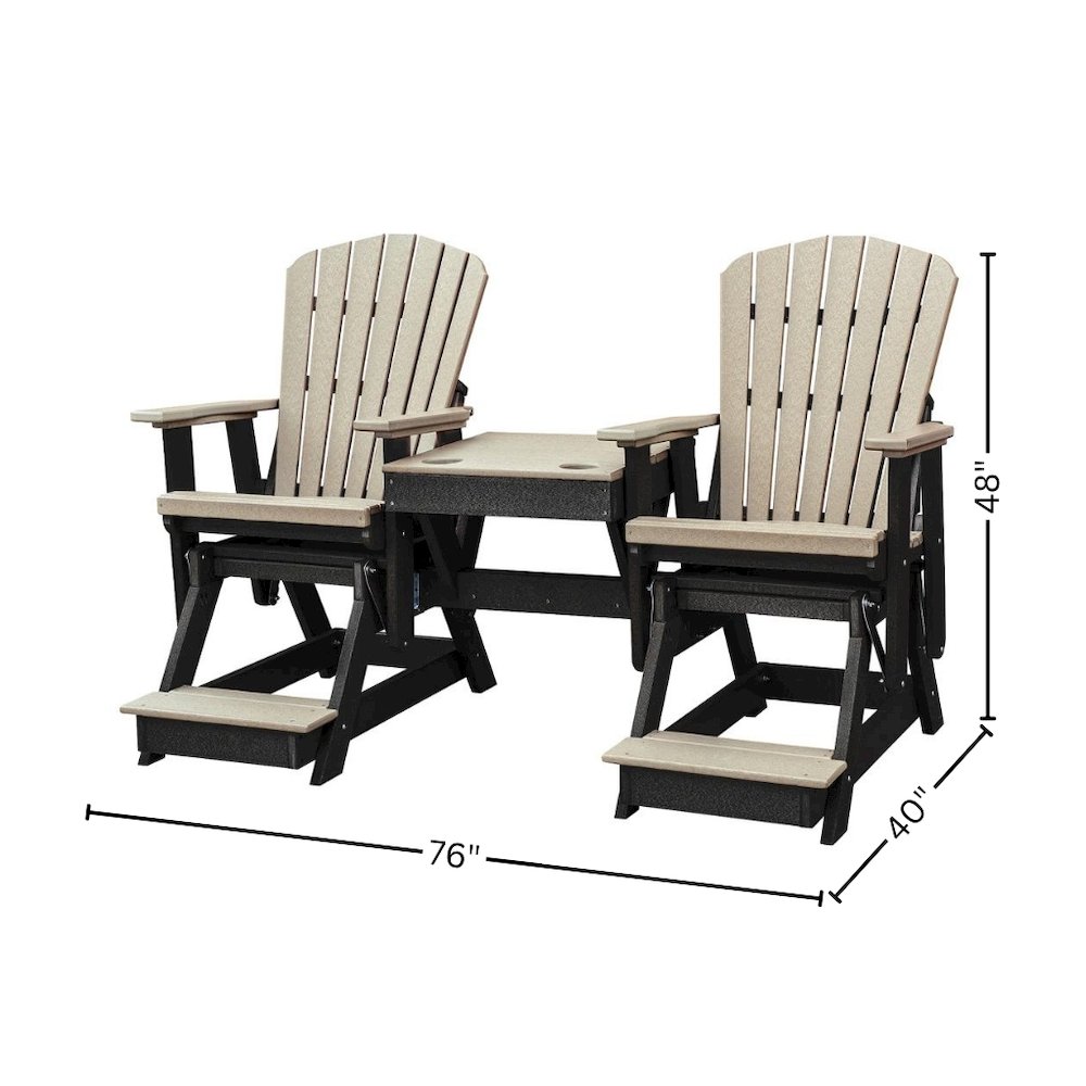 Double Balcony Height Glider, 2-Seater, Center Table, Gray All-Weather Furniture