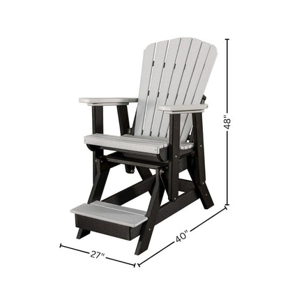 Balcony Glider Chair, Light Gray Black, Tall Seating, Heavy Duty Poly