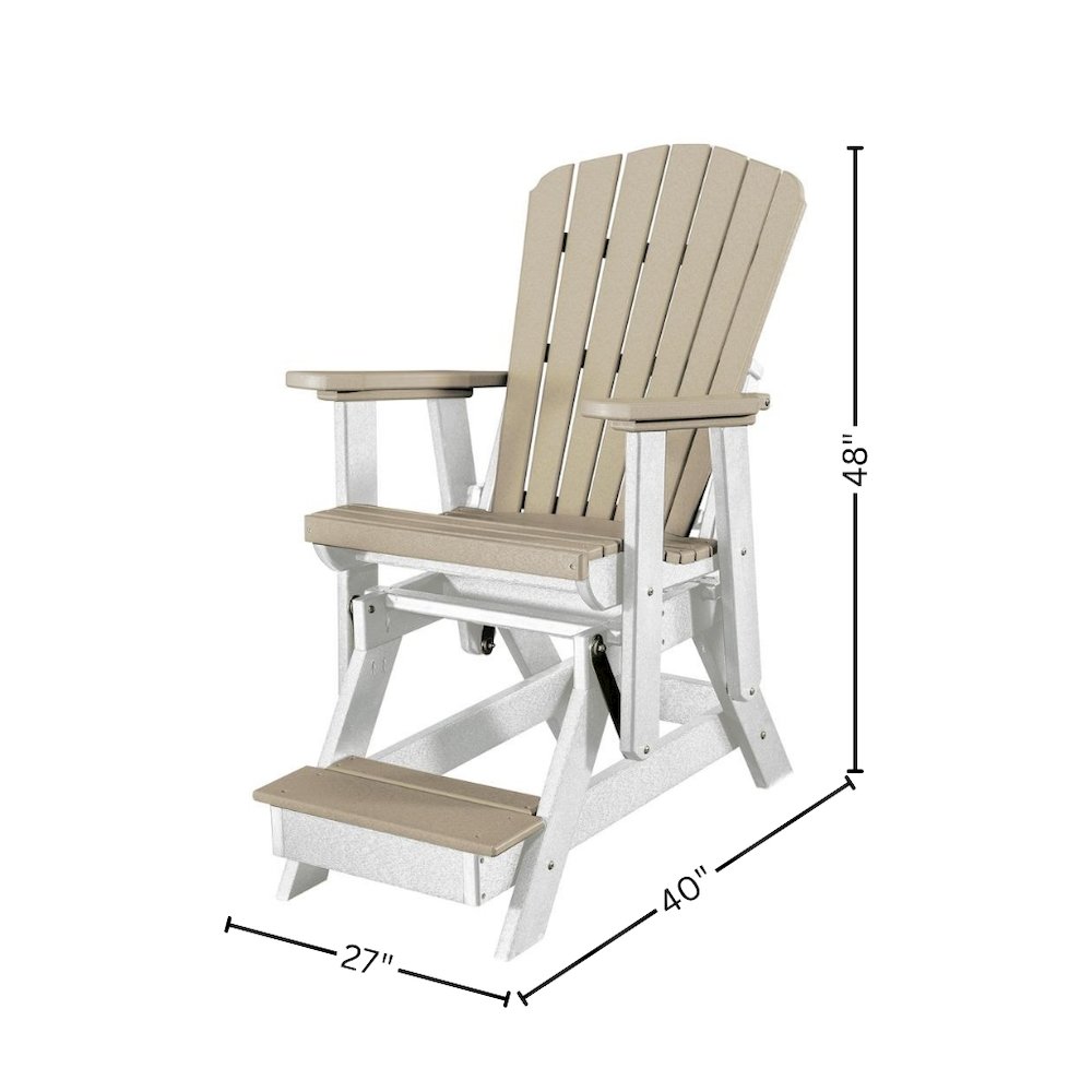 Fan Back Balcony Glider, Single Chair, Elevated Seating, All-Weather HDPE, Brown