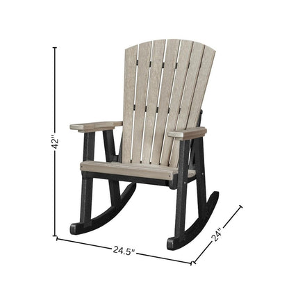Fan Back Rocking Chair, Single Seat, All-Weather Poly Lumber, Brown