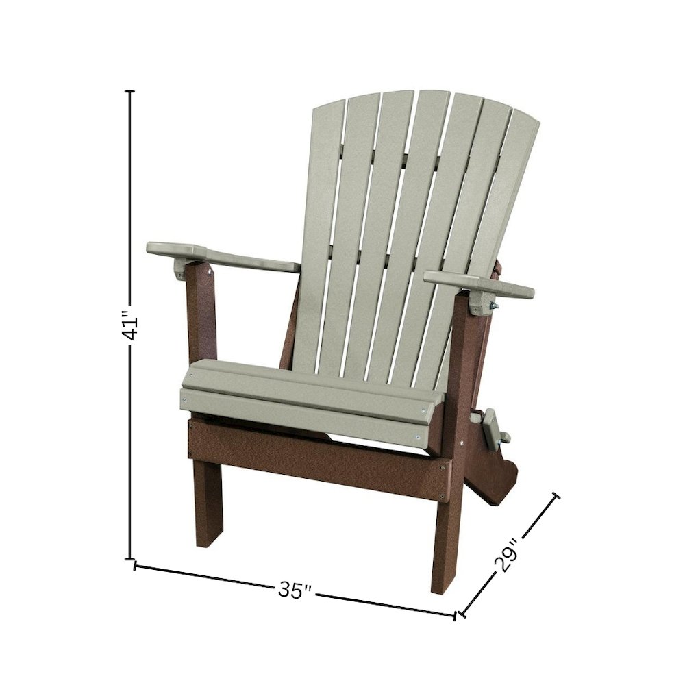 Fan Back Folding Adirondack Chair, Weatherwood Brown, Heavy Duty, Patio Seating