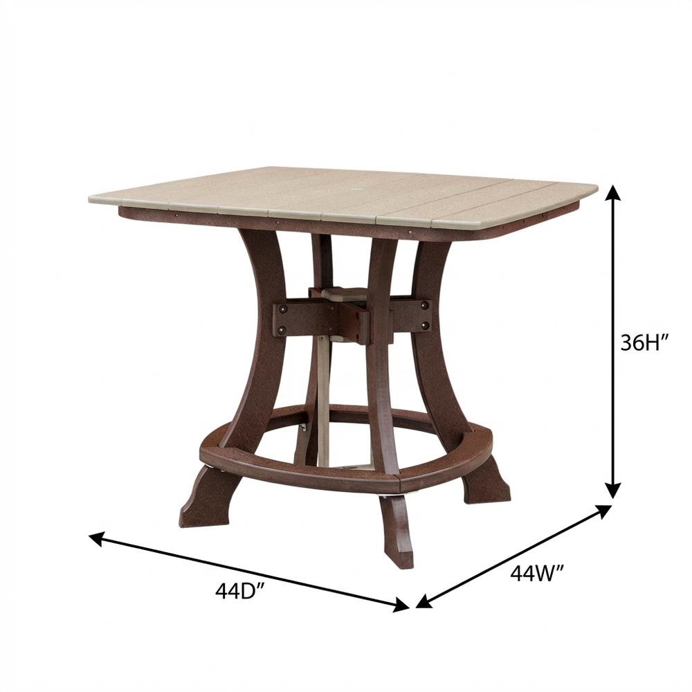 Tudor Brown Square Outdoor Dining Table, Polyethylene Finish