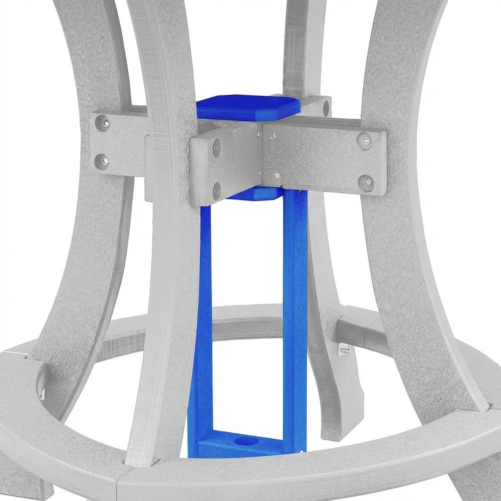 Blue Outdoor Counter Height Square Table, White Base, Polyethylene Construction