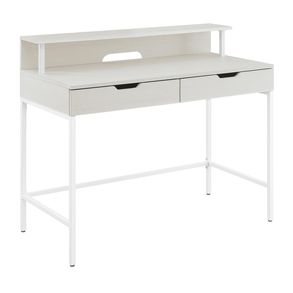 Contempo 40” Desk with 2 drawers and shelf hutch in White Oak Finish, CNT44-WK