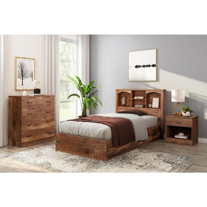 Twin Sized Mountain Oak Mates Bed with Two Drawers