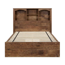 Laminate Platform Bed with Bookcase Headboard, Twin Bed Frame with Storage