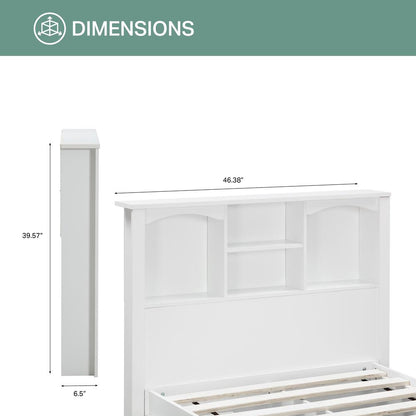 Twin Sized Bookcase Headboard and Twin Sized Platform Bed Combo in White