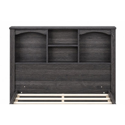 Twin Size Bookcase Headboard – Black Storage Headboard with Shelves