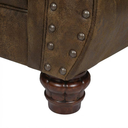 Brown Ottoman with Wooden Frame and Upholstered Top for Stylish Comfort
