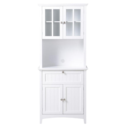 Buffet and Hutch with Framed Glass Doors and Drawer