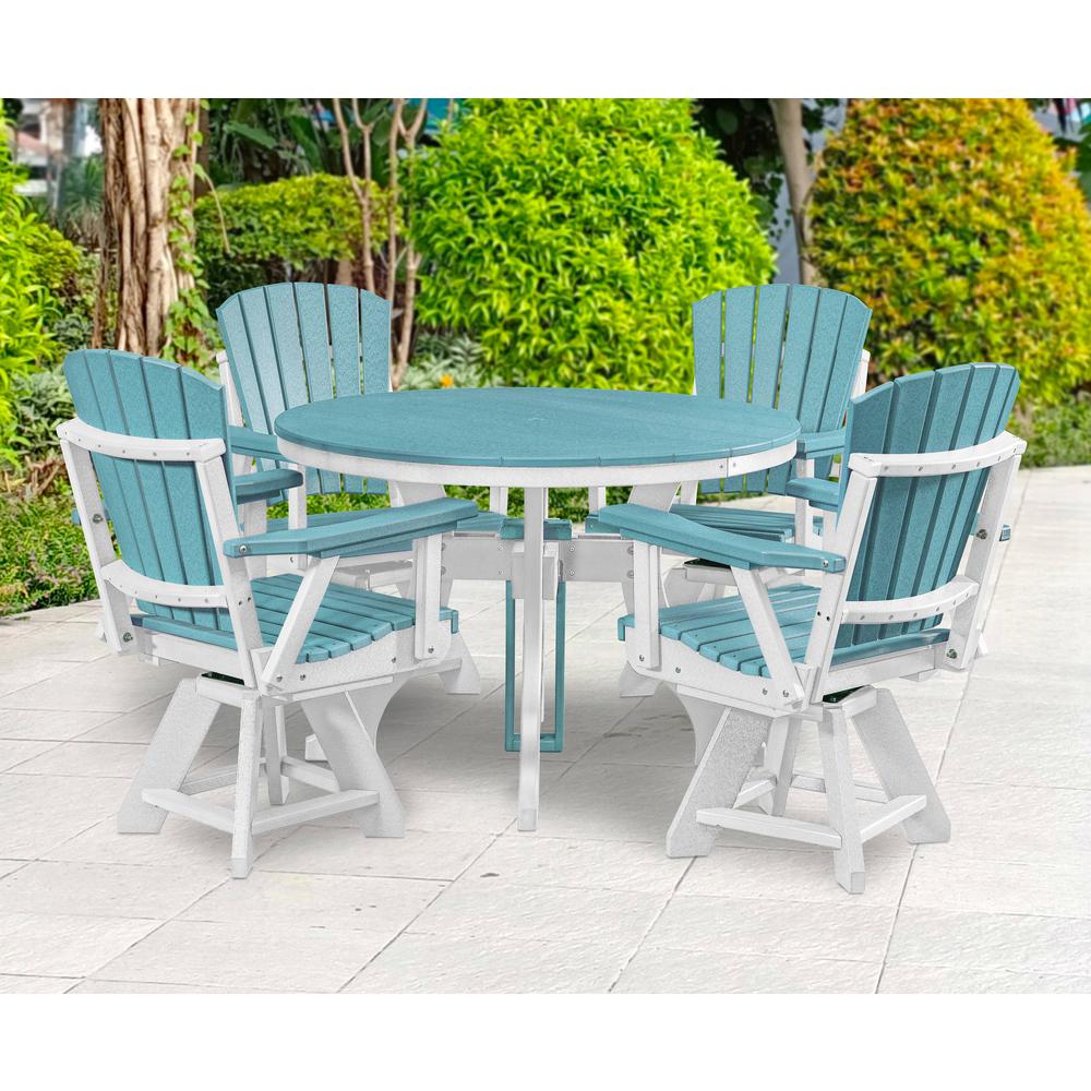 Dining Height Round Table in Aruba Blue with a White Base