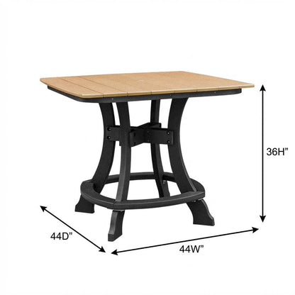 Cedar And Black Outdoor Square Dining Table With Polyethylene Material