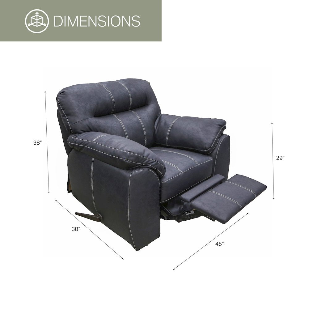 Rocker Recliner Chair in Black Faux Leather