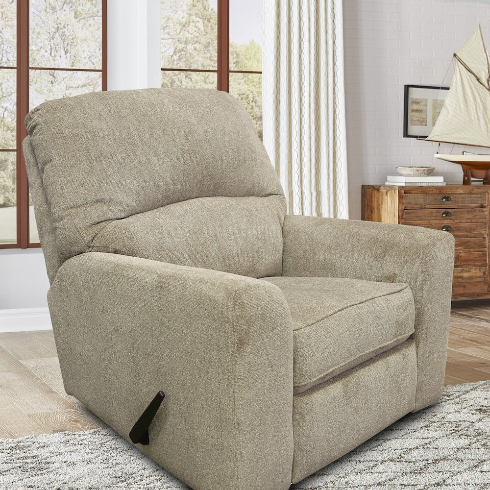 Rocker Recliner Chair in Beige Polyester