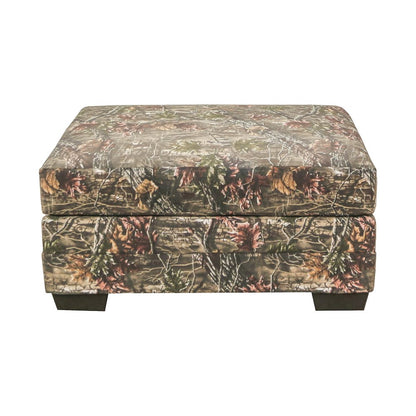 Rectangular Upholstered Ottoman in Superflauge Camo Fabric