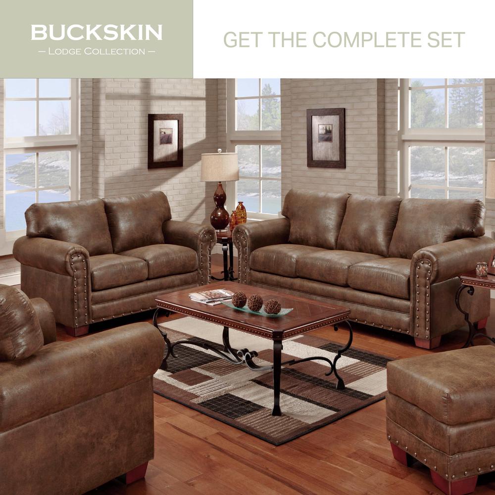 Buckskin Arm Chair with Matching Ottoman