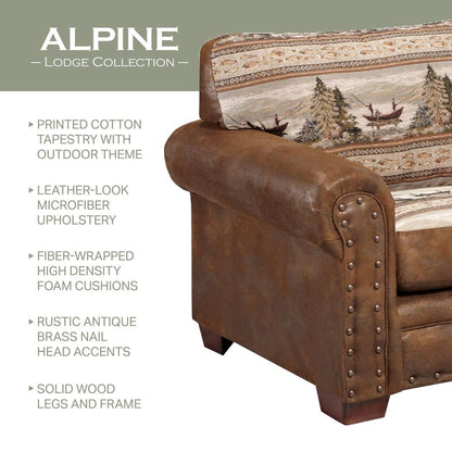 Alpine Lodge Arm Chair with Matching Ottoman