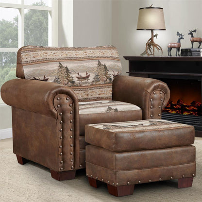 Alpine Lodge Arm Chair with Matching Ottoman