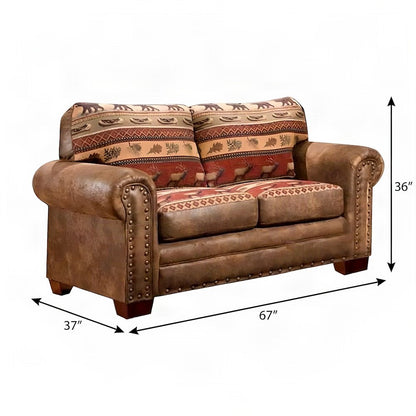 FurniFact Loveseat with Cotton-Microfiber Upholstery and Solid Wood Frame