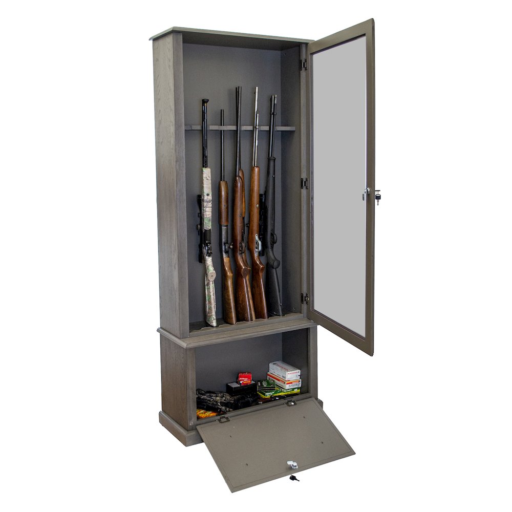 American Furniture Classics Model 860 Classic 12 Gun Cabinet Grey